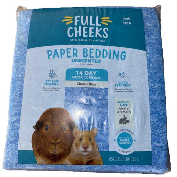Full Cheeks Paper Bedding Unscented Low Dust Ultra Absorbent 56 Liters Odor Cont - Picture 1 of 9
